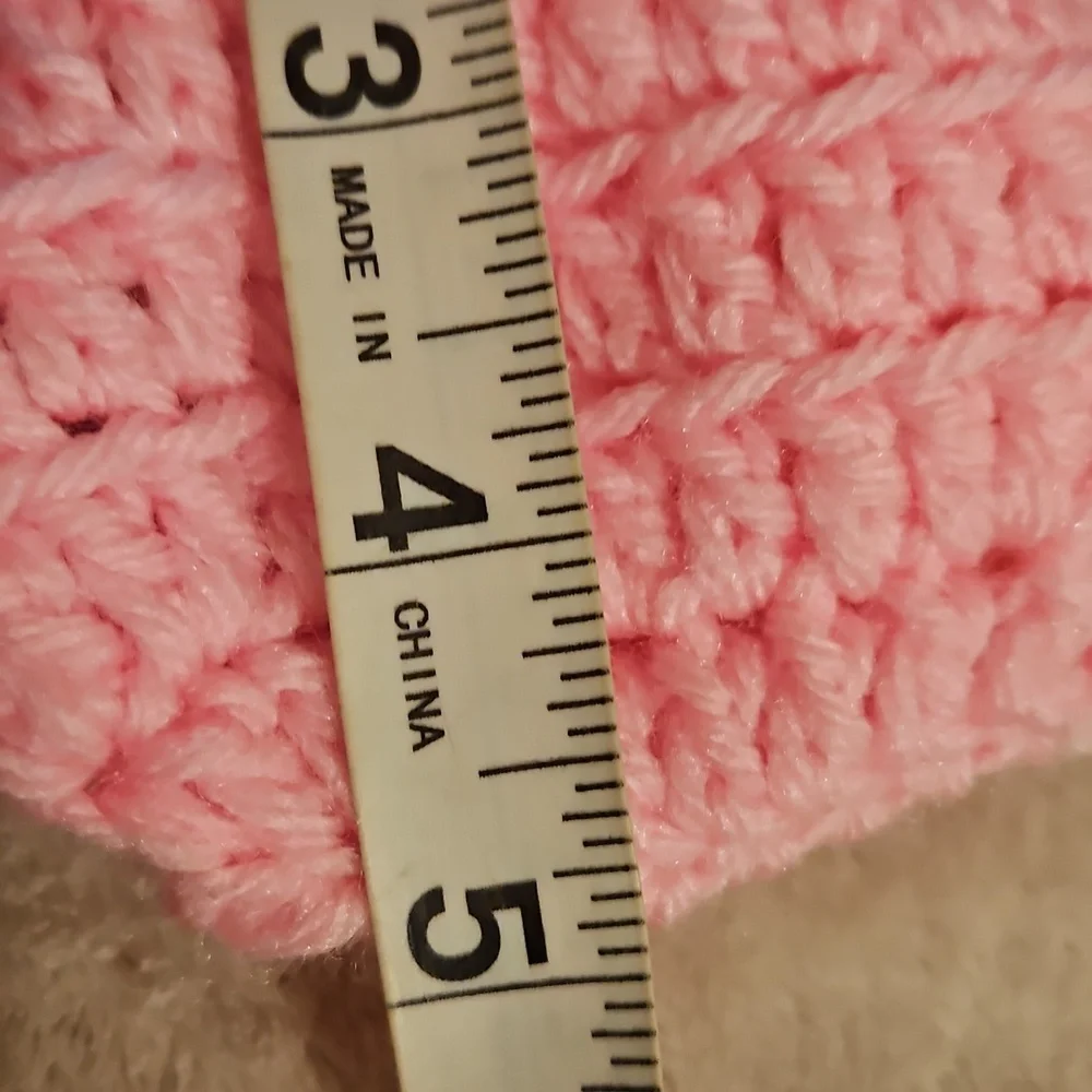 Hand Crafted Pink Crochet Baby Booties with Heart Design hand Knit Handmade 5